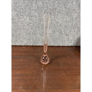 Vtg~Kosta Boda Art Glass Bud Vase Pink Bullicante Ball Bottom 10" Inches